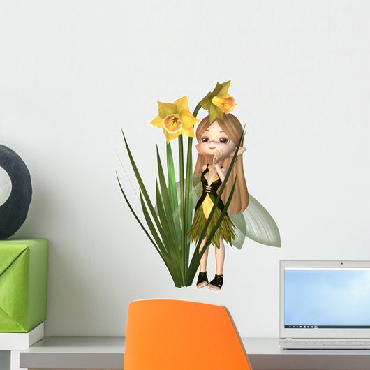 Cute Toon Daffodil Fairy, Standing Wall Mural