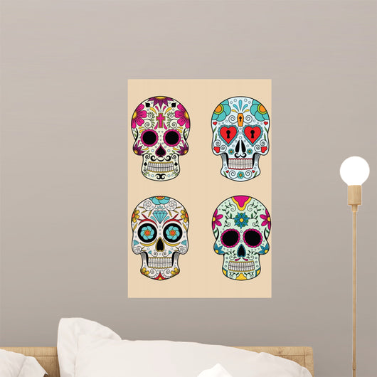 vector illustration set of skulls in mexican tradition Wall Decal