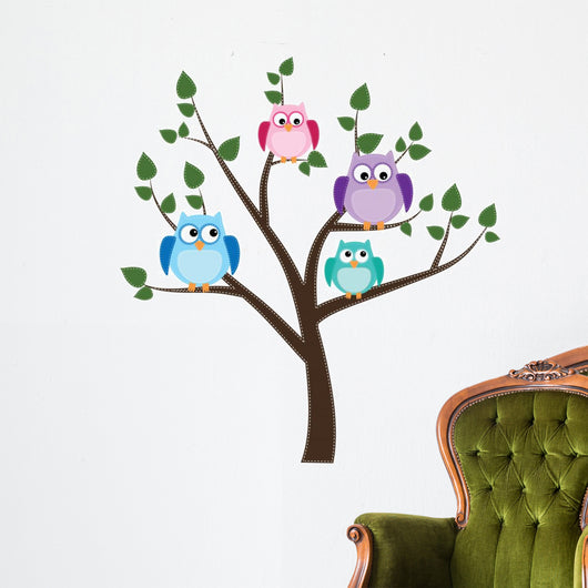 Owls sitting in a tree Wall Decal