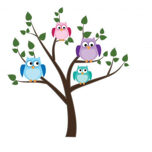 Owls sitting in a tree Wall Decal