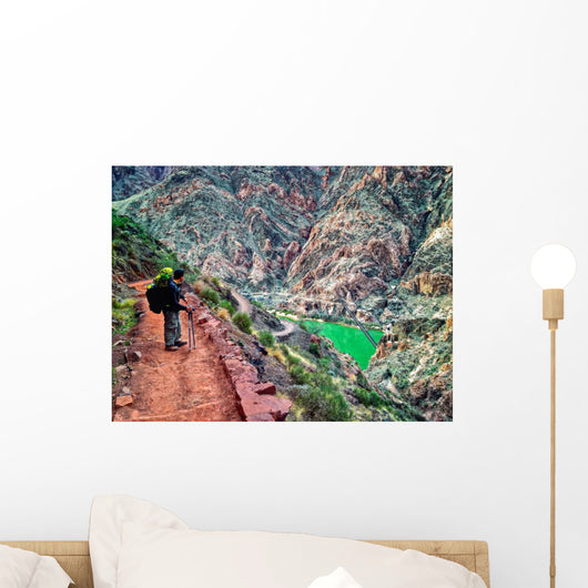 Hiker on South Kaibab Trail, South Rim, Grand Canyon, Arizona Wall Mural