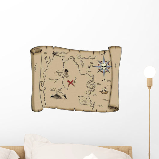 Labeled Pirate Treasure Map Wall Decal