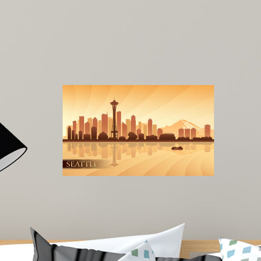 Seattle City Skyline Silhouette Background