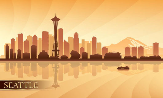 Seattle City Skyline Silhouette Background