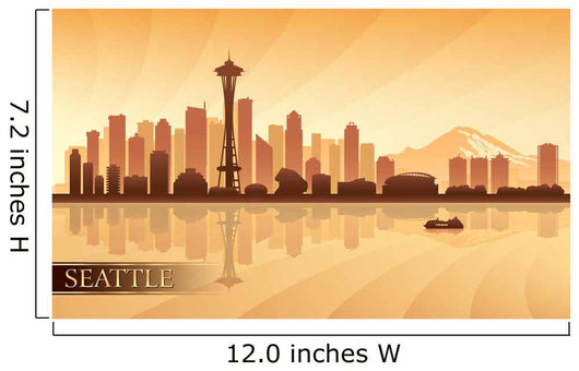 Seattle City Skyline Silhouette Background