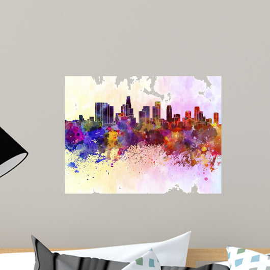 Los Angeles skyline in watercolor background