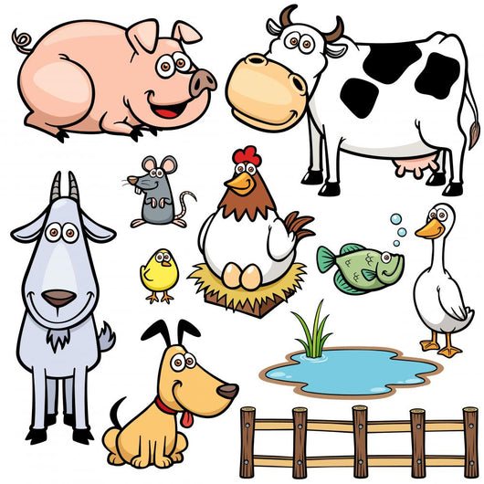 Vector Illustration of Farm Animals cartoon Wall Decal