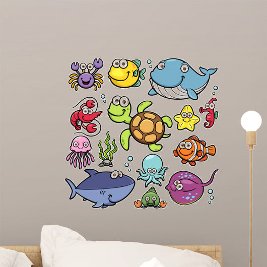 Vector illustration of Sea Animals Collection