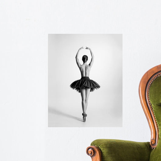 Black and white trace of a topless ballet dancer Wall Mural