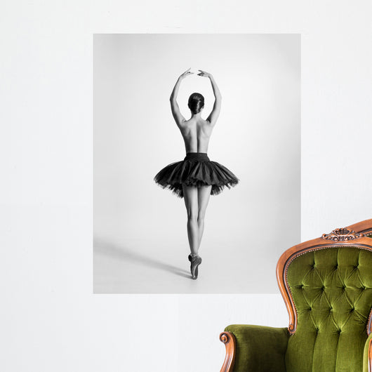 Black and white trace of a topless ballet dancer Wall Mural