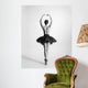 Black and white trace of a topless ballet dancer Wall Mural