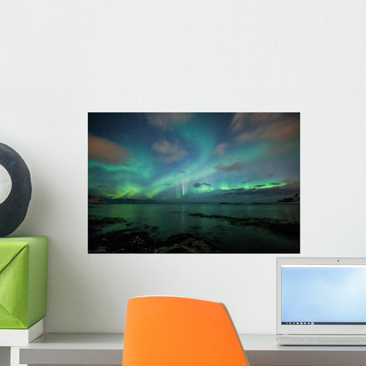 Northern Lights Above a Beach in Norway Wall Mural