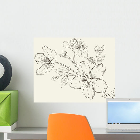 Calligraphy Cherry Blossom Wall Decal