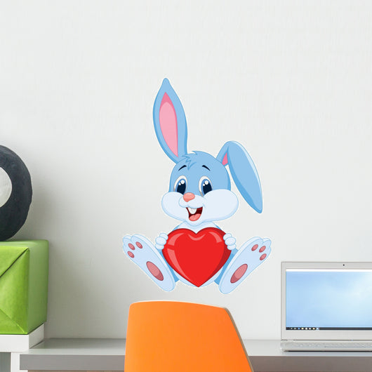 Cute rabbit holding red hat Wall Decal