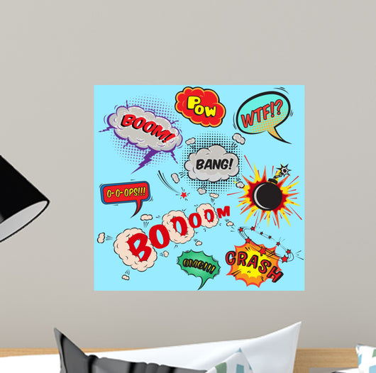 Comic speech bubbles design elements collection Wall Mural