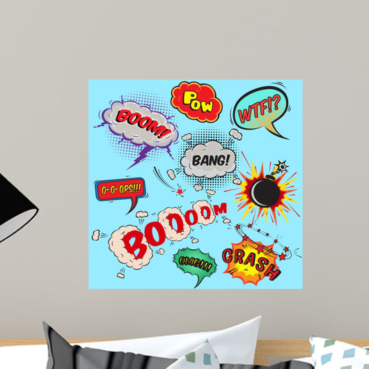 Comic speech bubbles design elements collection Wall Mural