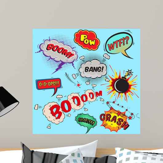 Comic speech bubbles design elements collection Wall Mural