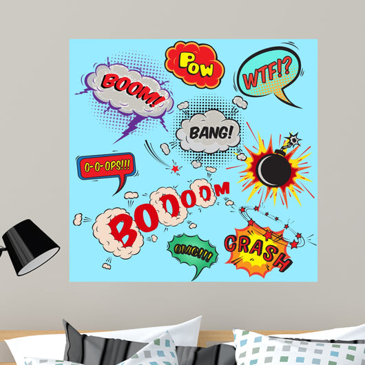 Comic speech bubbles design elements collection Wall Mural
