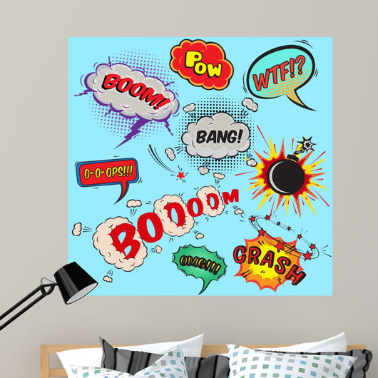 Comic speech bubbles design elements collection Wall Mural