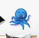 Cute Blue Octopus Cartoon Wall Decal