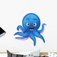 Cute Blue Octopus Cartoon Wall Decal
