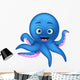 Cute Blue Octopus Cartoon Wall Decal