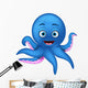 Cute Blue Octopus Cartoon Wall Decal