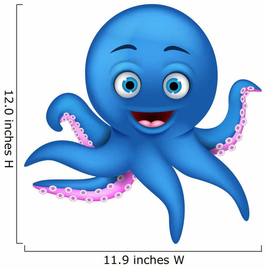 Cute Blue Octopus Cartoon Wall Decal