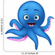Cute Blue Octopus Cartoon Wall Decal