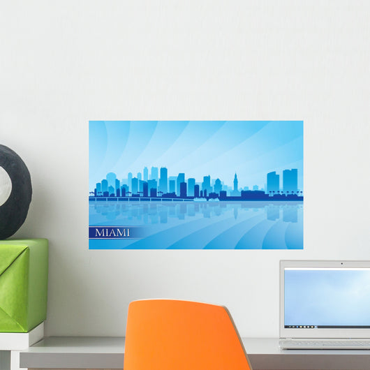 Miami city skyline silhouette background