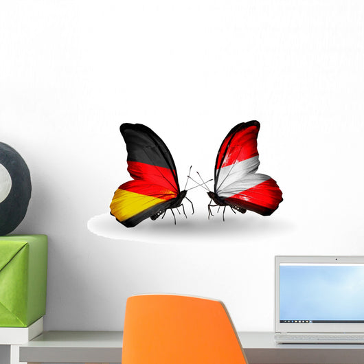 Two Butterflies with Flags Germany and Austria Wall Decal