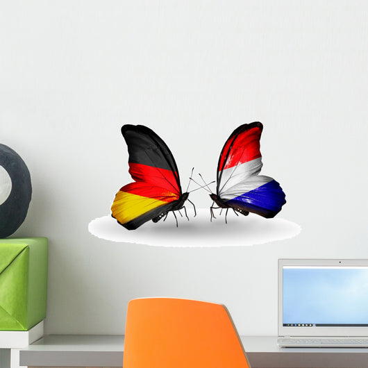 Two Butterflies with Flags Germany and Holland Wall Decal