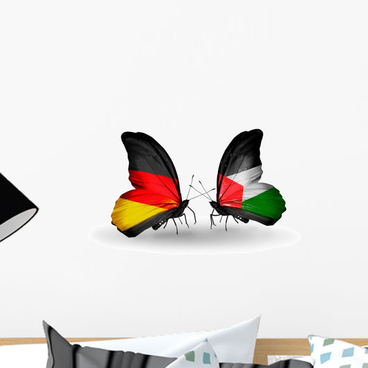 Two Butterflies with Flags Germany and Palestine Wall Mural
