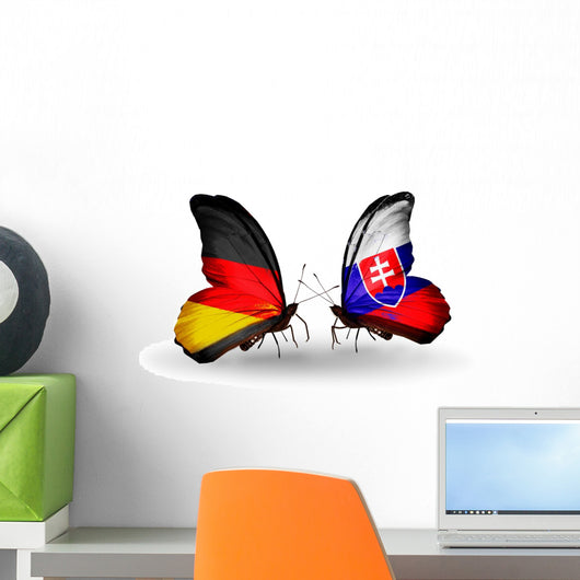 Two Butterflies with Flags Germany and Slovakia Wall Decal
