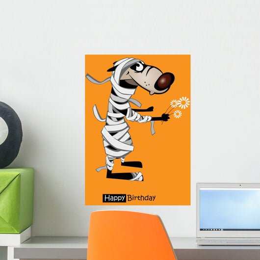 Happy Birthday smile wolf gift card Wall Decal