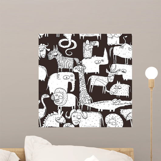 African Animals Seamless Pattern Wall Decal