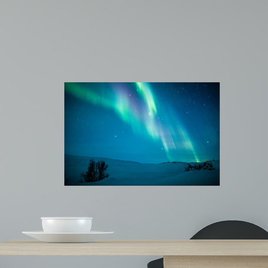 Northern lights (Aurora borealis) above snow