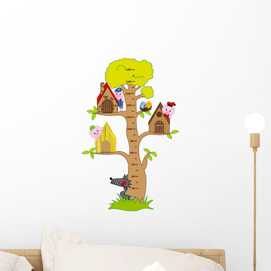 Bumper Children Meter Wall. the Three Little Pigs and the Wolf Wall Decal