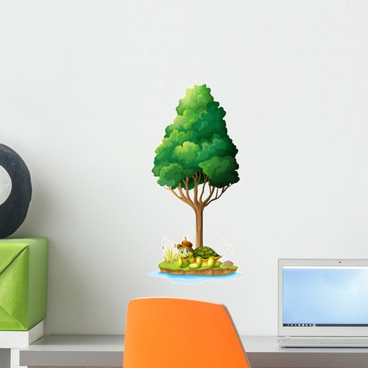 An island with a smiling turtle under the tree Wall Decal