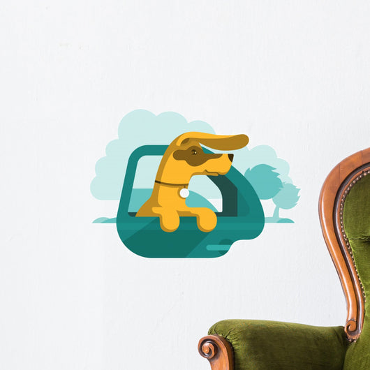 Dog is looking out of car window Wall Decal