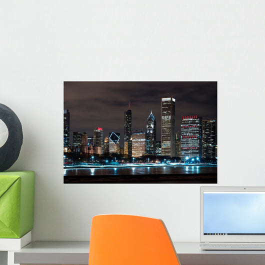 Chicago Night Skyline Wall Mural
