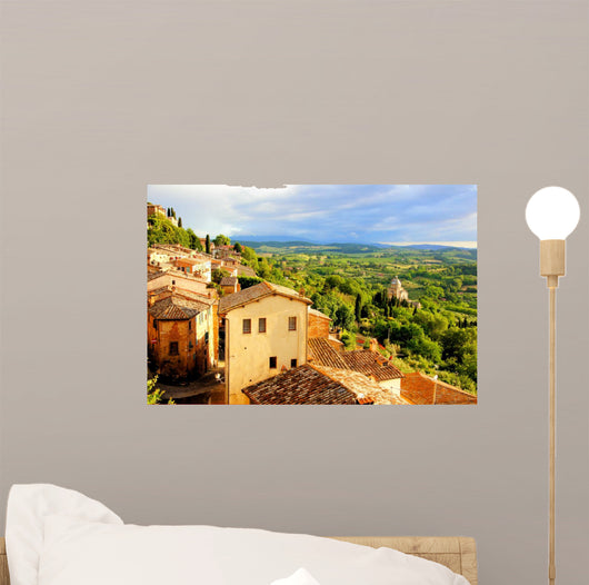 Tuscan Countryside and Montepulciano at Sunset Italy