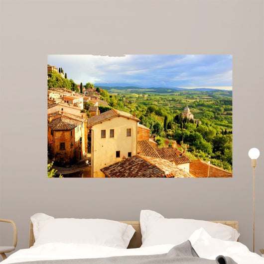 Tuscan Countryside and Montepulciano at Sunset Italy