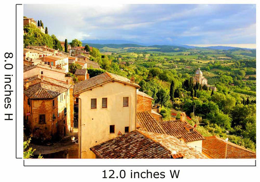 Tuscan Countryside and Montepulciano at Sunset Italy