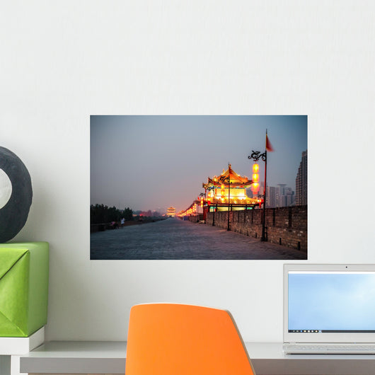 xian ancient city wall at night Wall Mural