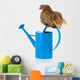 Bantam Chicken on Blue Watering Can Wall Decal