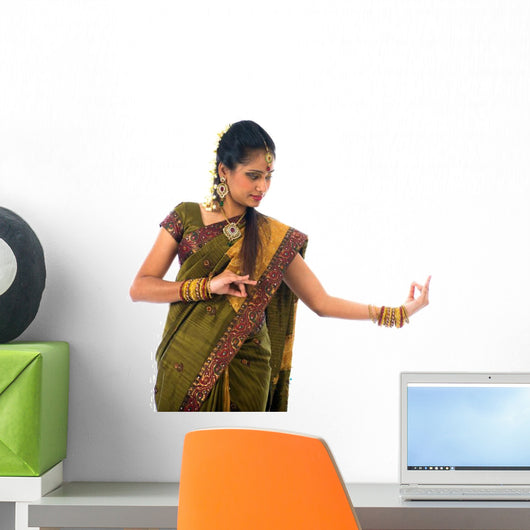 south indian female dancer isolated on white Wall Decal
