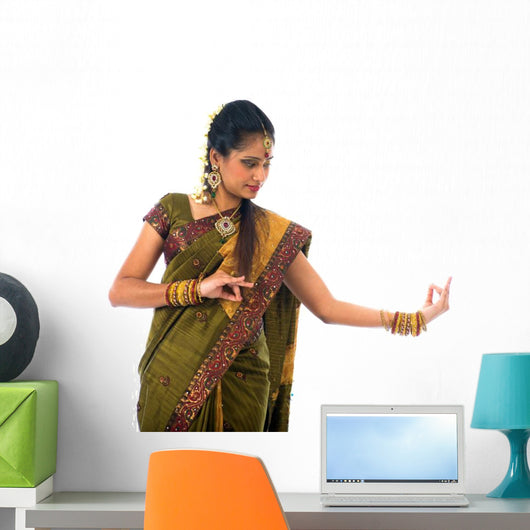 south indian female dancer isolated on white Wall Decal