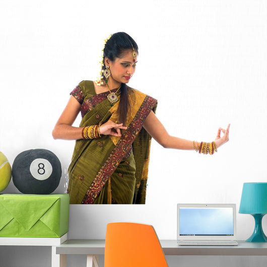 south indian female dancer isolated on white Wall Decal