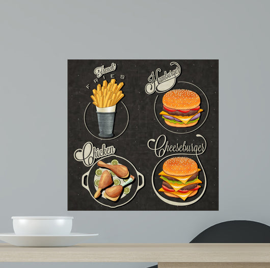 Retro vintage style fast food designs.